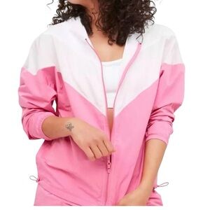 Offline by Aerie Casual Retro Nylon Colourblock Oversized Windbreaker XXL Pink